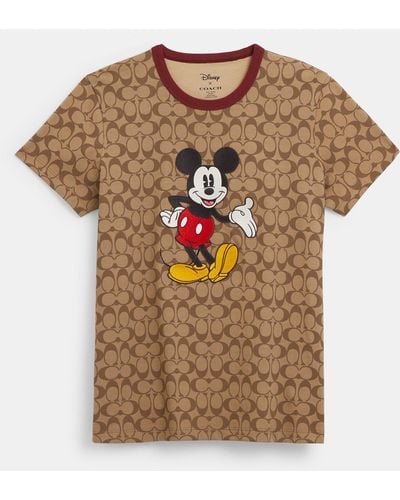 COACH Disney X Coach Signature Mickey Mouse T Shirt - Brown