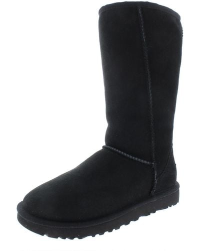 UGG Classic Tall Ii Suede Fur Lined Winter Boots - Black