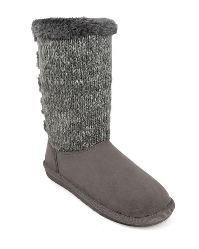 Sugar Panthea Microsuede Faux Fur Shearling Boots - Gray