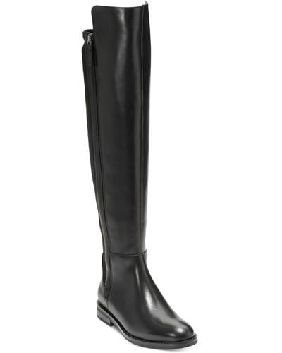 Cole Haan Chase Leather Round Toe Over-the-knee Boots - Black