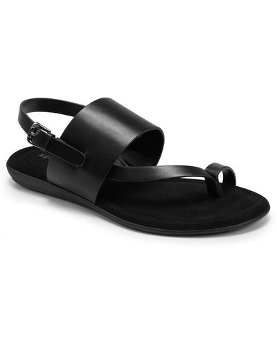 Aerosoles Avea Toe Loop Memory Foam Slingback Sandals - Black