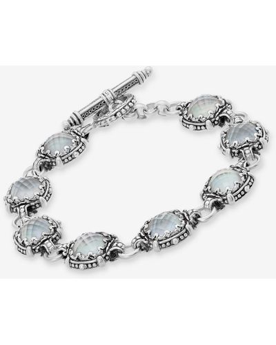 Konstantino Sterling Silver, Mother Of Pearl And Rock Crystal Doublet Link Bracelet Bkj448-313 - Metallic