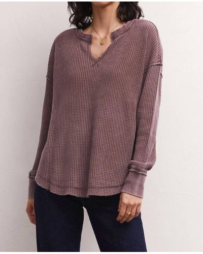Z Supply Driftwood Thermal Long Sleeve Top - Purple
