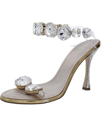 Giambattista Valli Large Crystal Leather Jeweled Heels - Gray