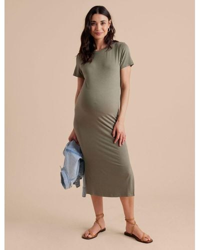 A Pea In The Pod Jersey Midi Maternity Dress - Natural