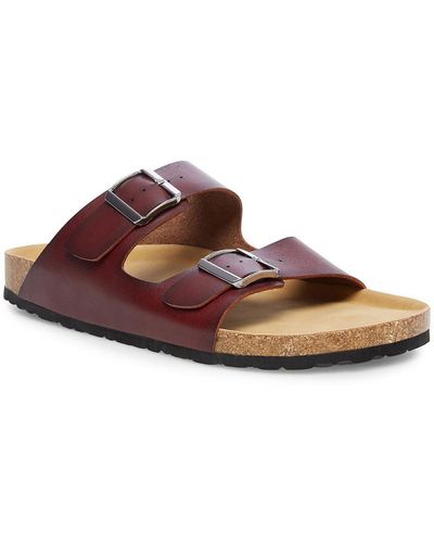 Madden Tafted Comfort Insole Faux Leather Slide Sandals - Brown