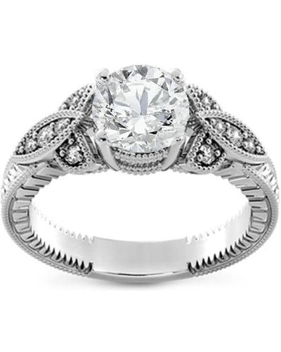 Pompeii3 1 1/10ct Diamond Round Vintage Engagement Ring Enhanced - Metallic