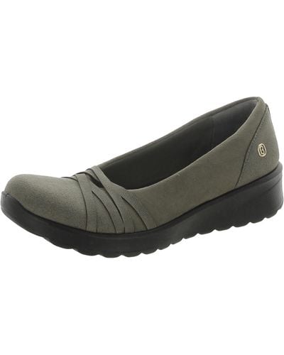 Bzees Faux Suede Slip On Ballet Flats - Brown