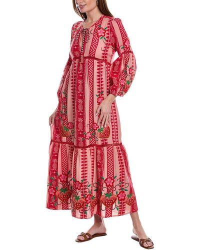 FARM Rio Pineapple Jacquard Maxi Dress - Red