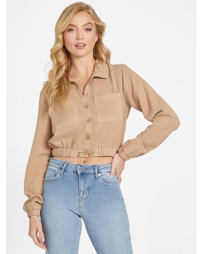 Twill Cropped Button Down Shacket