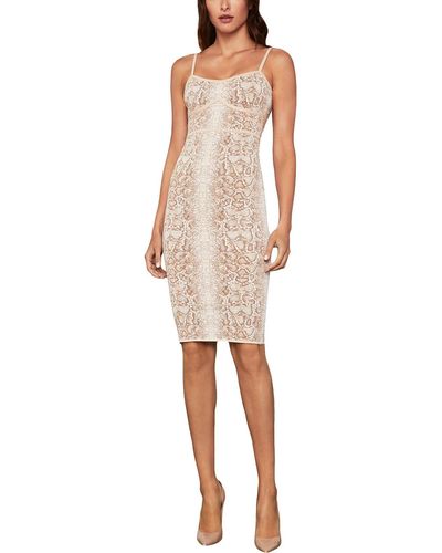 BCBGMAXAZRIA Snake Print Party Cocktail Dress - Natural