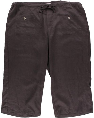 Allen Allen Plus Linen Crop Wide Leg Pants - Gray