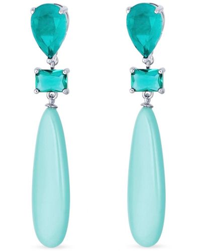 Liv Oliver Silver Turquoise Drop Earrings - Blue