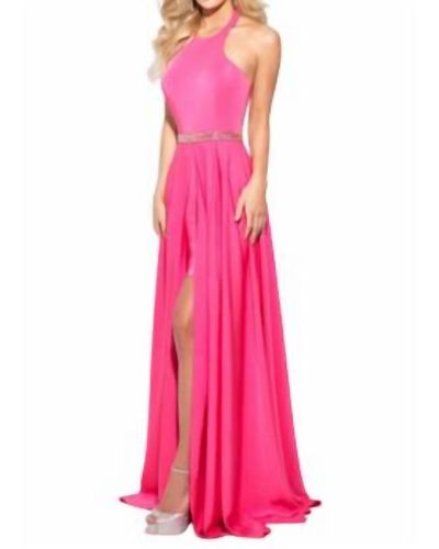 Madison James Long Halter Gown - Pink