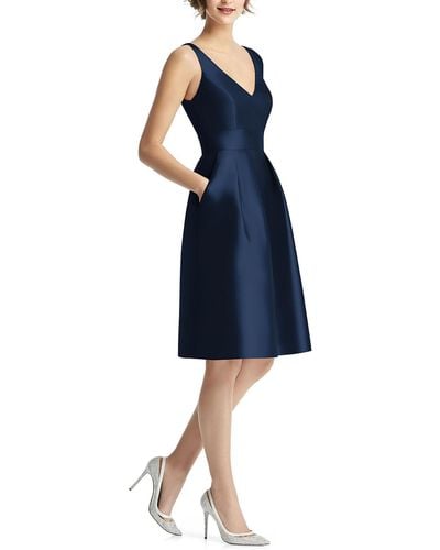 Alfred Sung Party Midi Fit & Flare Dress - Blue