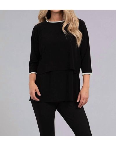 Sympli Tipped Go To Cropped T Cropped Sleeve Top - Black