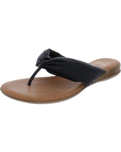 Andre Assous Nuya Leather Slip-on Thong Sandals - Black