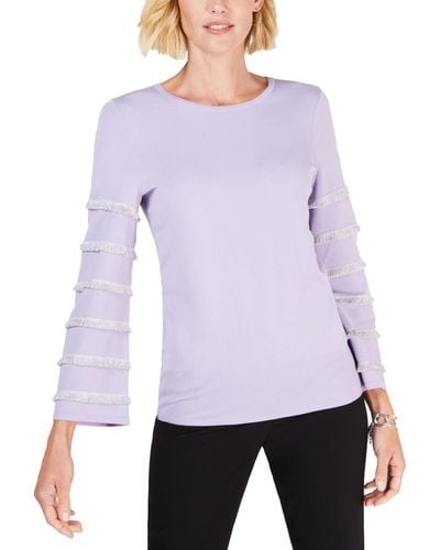 Alfani Metallic Fringe Pullover Sweater - Purple