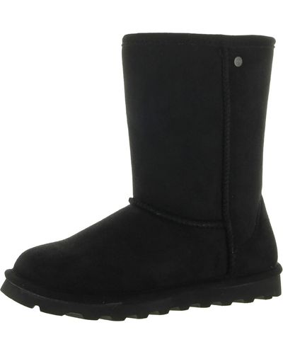 BEARPAW Elle Faux Suede Pull On Mid-calf Boots - Black