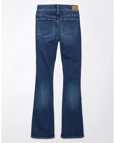 American Eagle Outfitters Ae Next Level Ripped Low-rise Kick Bootcut Jean - Blue
