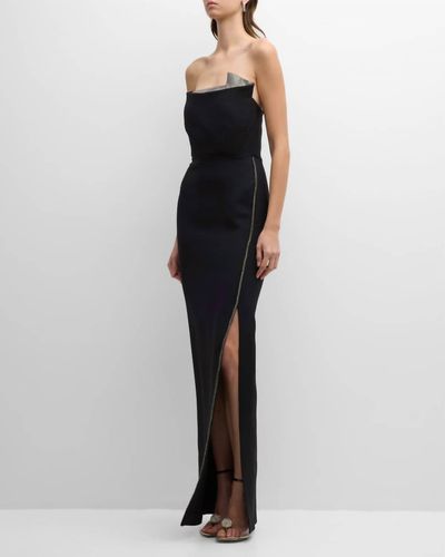 Roland Mouret Strapless Embellished Maxi Dress In Black - Blue