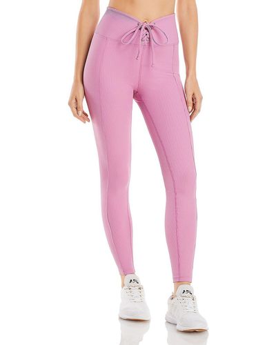 Year Of Ours Football Ribbed Knit Fitness Athletic leggings - Pink