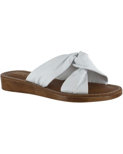 Bella Vita Noa-italy Leather Slip On Slide Sandals - White