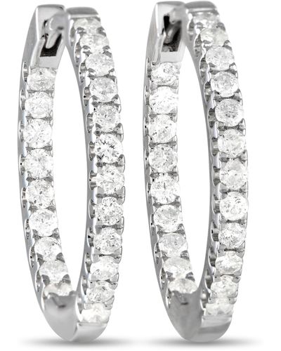 Non-Branded Lb Exclusive 14k Gold 1.0ct Diamond Inside-out Hoop Earrings - White