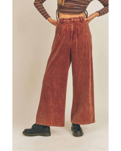 Sage the Label Kahlo Washed Cord Pants - Red