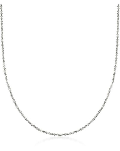 Ross-Simons Italian 1mm 14kt White Gold Crisscross Chain Necklace - Metallic