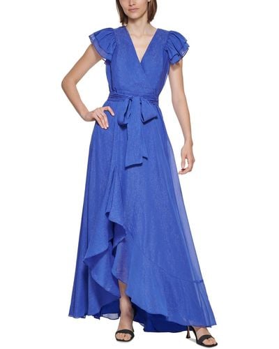 Calvin Klein Chiffon Long Maxi Dress - Blue
