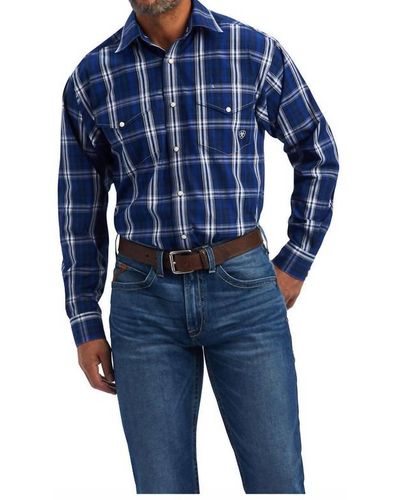 Ariat Pro Burke Classic Long Sleeve Snap Western Shirt - Blue