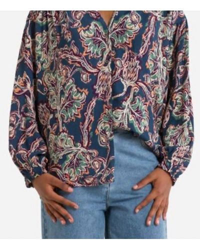 See U Soon Olivia Floral Collared Blouse - Blue