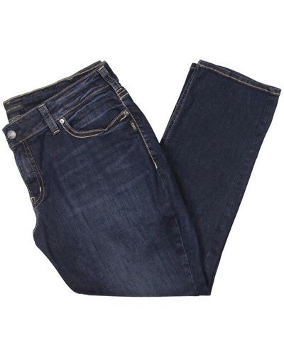Silver Jeans Co. Suki Mid Rise Dark Wash Straight Leg Jeans - Blue