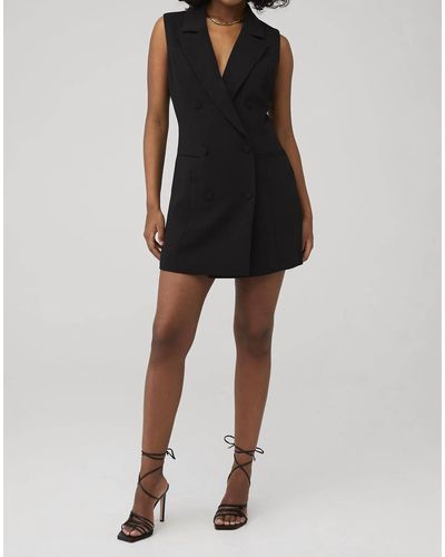 GOOD AMERICAN Luxe Suiting Sleeveless Dress - Black