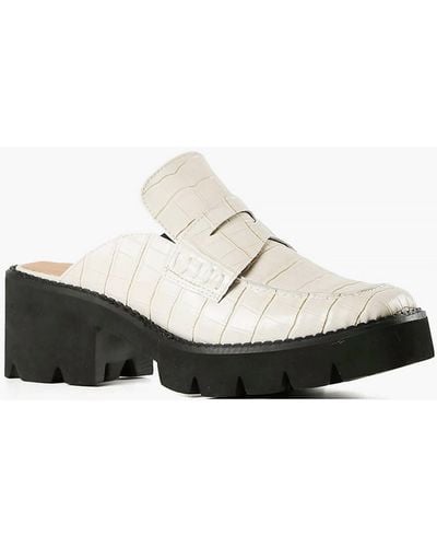 All Black lugg Lady Mule - White