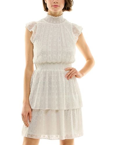 Bcx Smocked Midi Cocktail And Party Dress - White