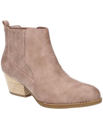 Bella Vita Lou Leather Pull On Ankle Boots - Brown