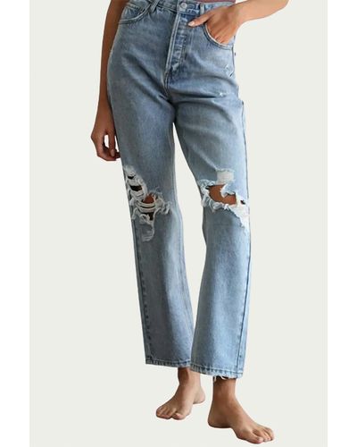 By Together Distressed Straight-leg Jeans - Blue