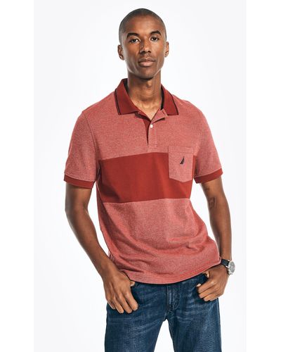 Nautica Sustainably Crafted Classic Fit Colorblock Polo - Red