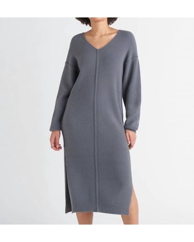 Dex V-neck Sweater Dress - Gray