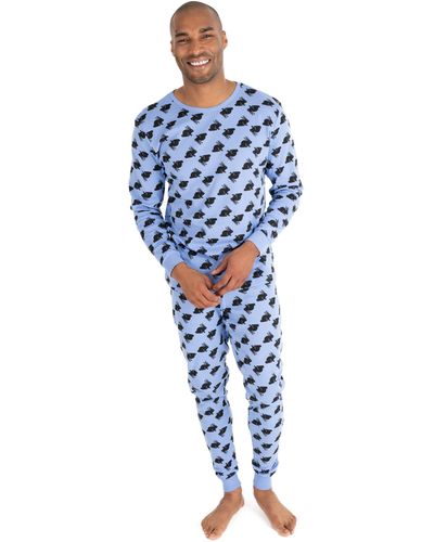 Leveret Two Piece Cotton Pajamas Bunny - Blue