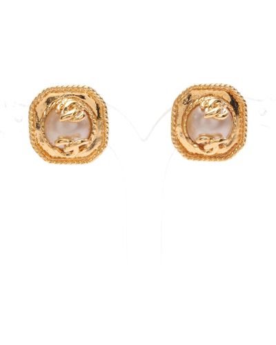 Chanel Coco Mark Earrings Gp Fake Pearl Gold Off95a - Metallic