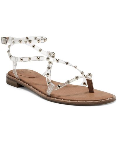 INC Darian Faux Leather Ankle Strap Flats - Metallic