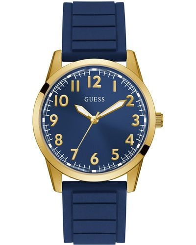 Guess Factory Gold-tone And Silicone Analog Watch - Blue
