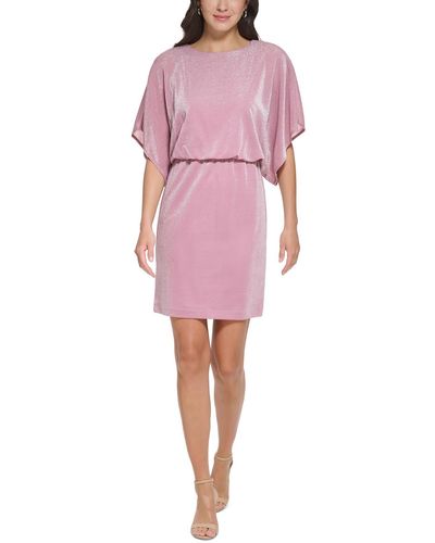 Jessica Howard Metallic Blouson Cocktail And Party Dress - Pink