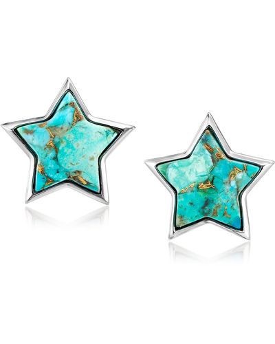 Ross-Simons Turquoise Star Stud Earrings - Blue