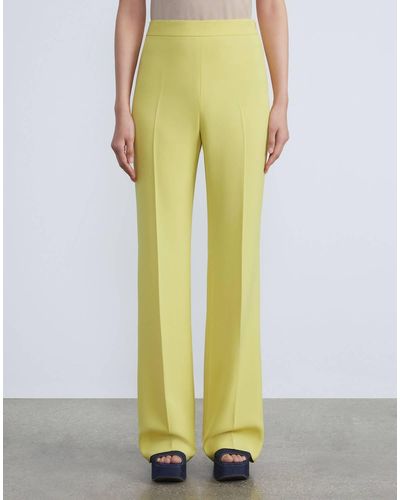 Lafayette 148 New York Finesse Crepe Gates Side-zip Flared Pant - Yellow