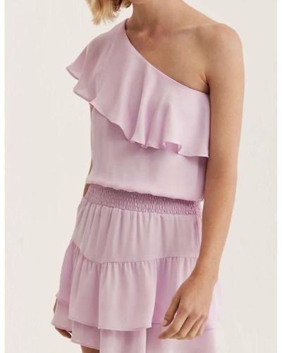 Krisa One Shoulder Ruffle Dress - Pink