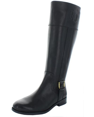 Lauren by Ralph Lauren Bernadine Leather Tall Riding Boots - Black